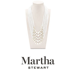 Martha Stewart Five Strand Pearl Necklace In Gold